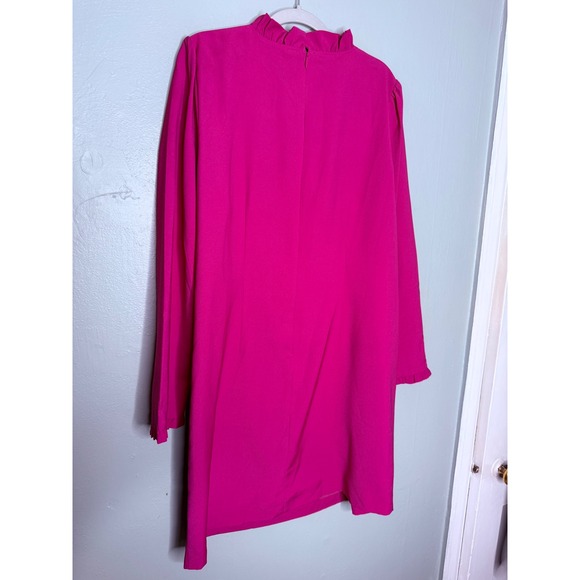 J.crew fushia pink ruffle neck long sleeve mini dress - Picture 9 of 11
